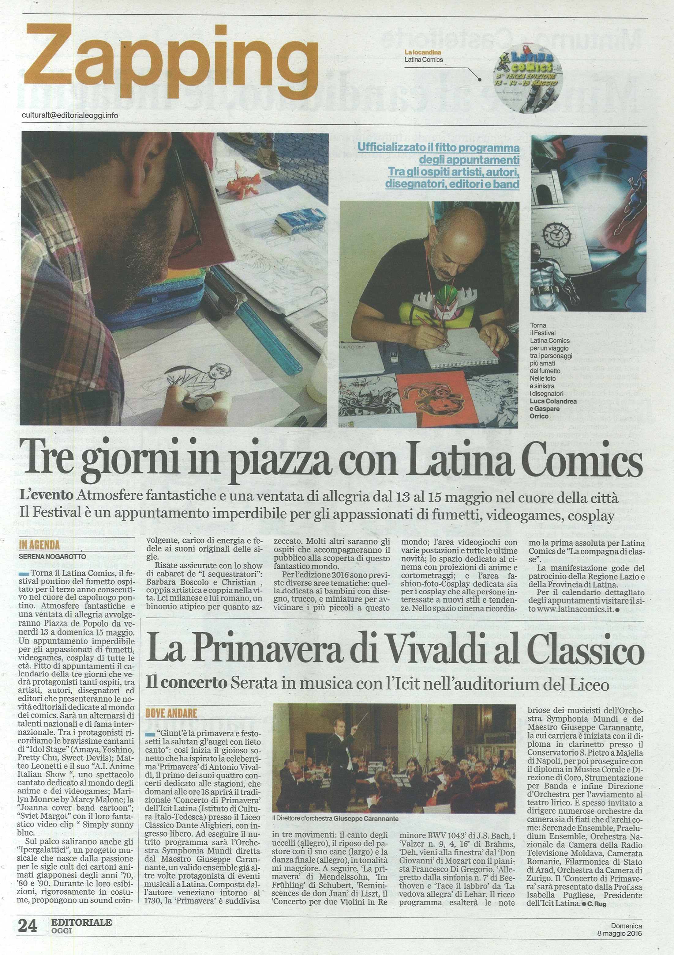 Articolo da Latina editoriale oggi del 08 Maggio 2016